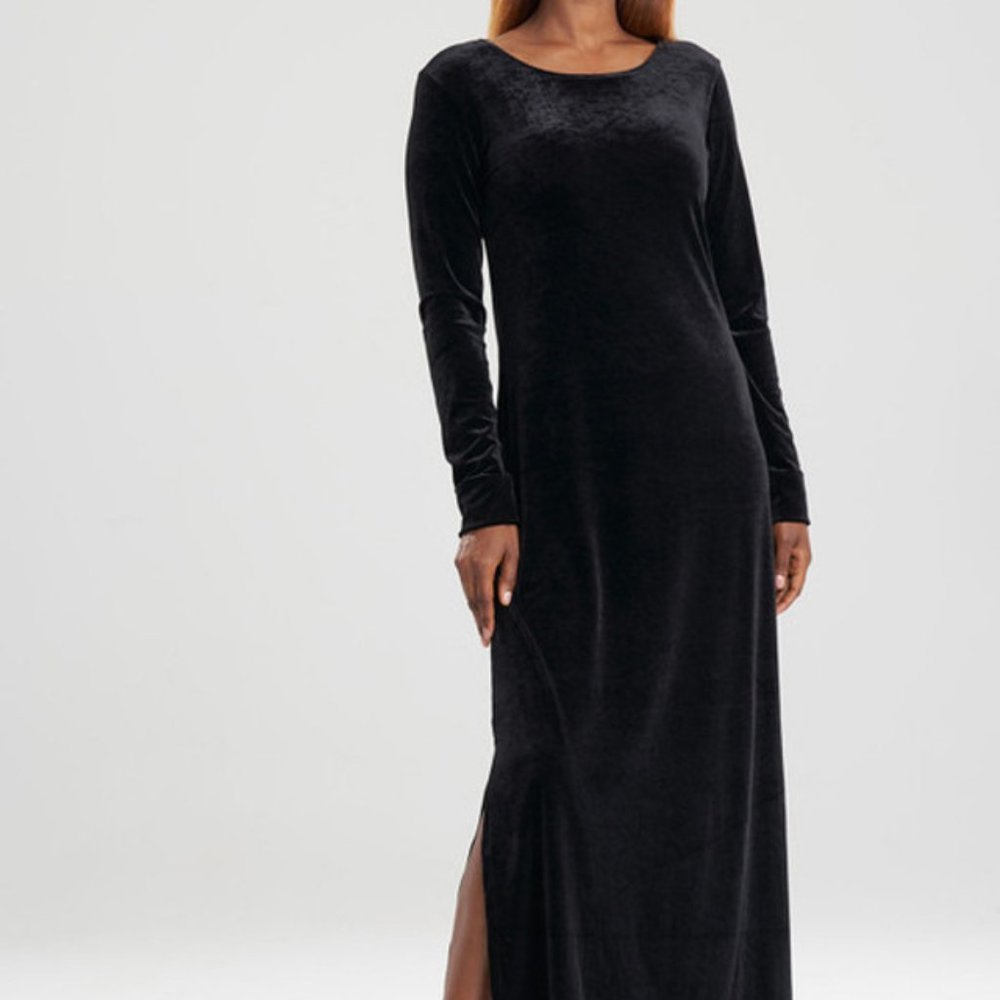 NWT Natori Natlie Lounger- Black Velvet- Med